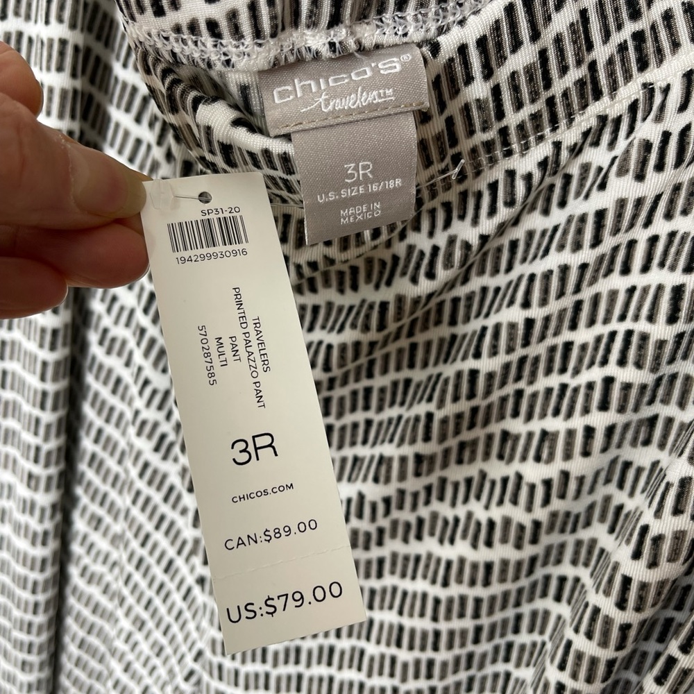 Brand New w/Tags. Chico’s Travelers pants, wide leg. Plus Size 3R.